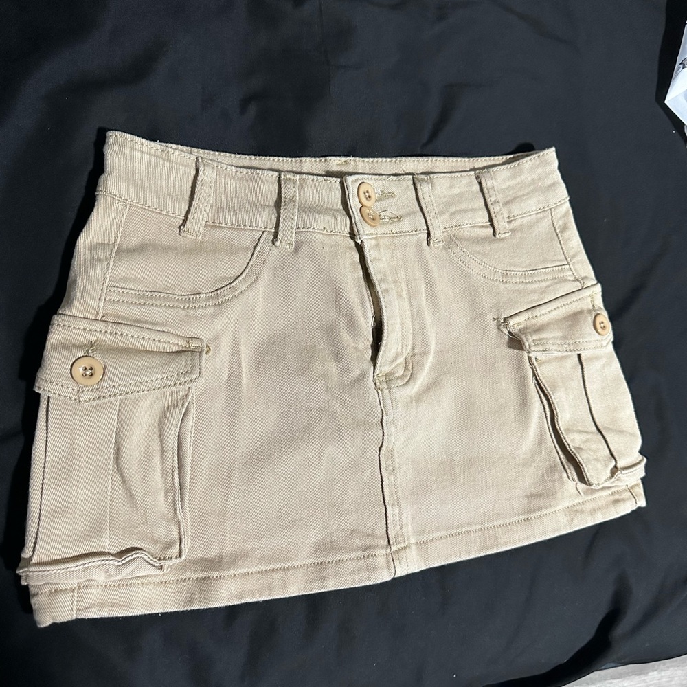khaki mini skirt